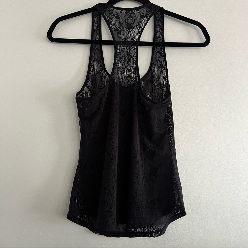 Fabletics Black Floral Lace Orchard Racerback Tank Top Size XS - Picture 7 of 9